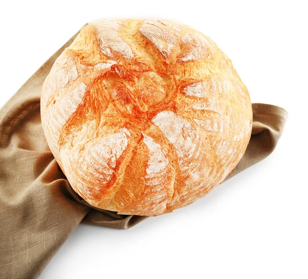 Bread on napkin isolated on white — Stock Photo, Image