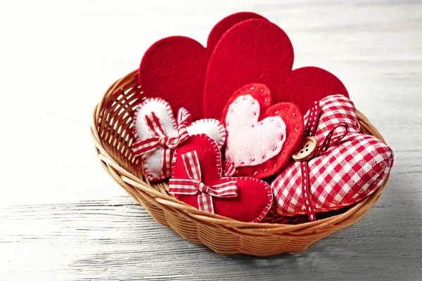 St Valentine's decor on wooden background, closeup — Stock Photo, Image