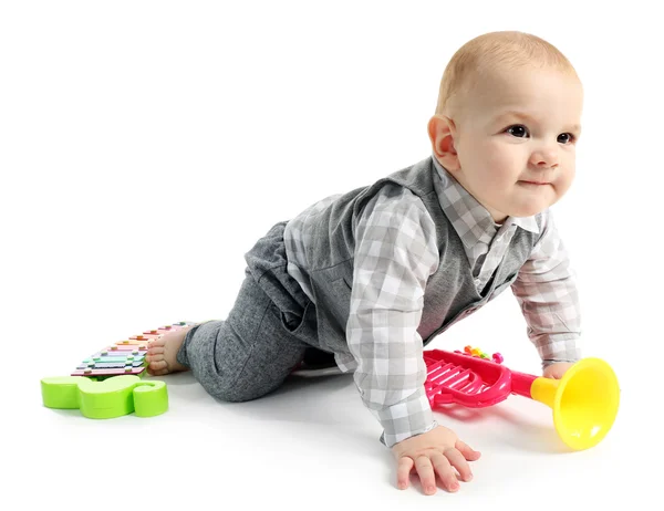 Schattig baby met speelgoed — Stockfoto