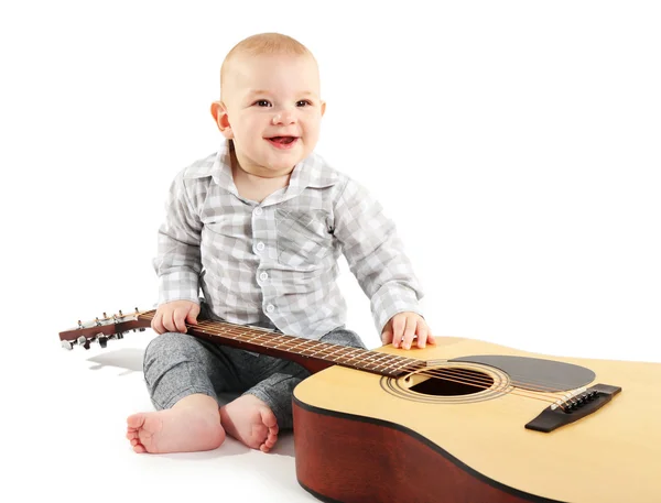 Bebê bonito com guitarra — Fotografia de Stock