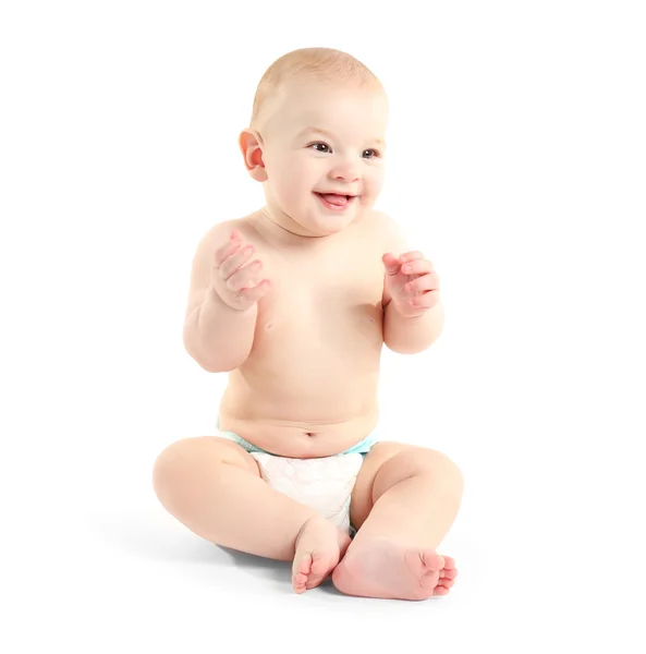 Adorable bebé en blanco — Foto de Stock