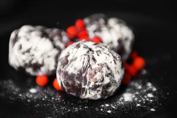 Chocolate balls with ash berry closeup — Stock Photo, Image