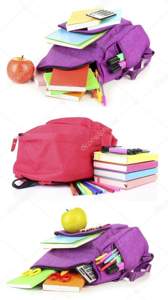 School backpacks, isolated on white