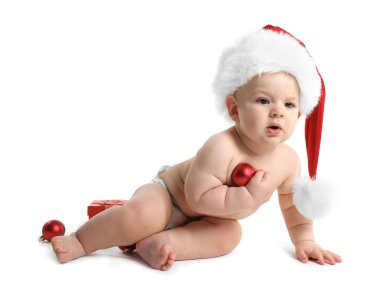 Santa Claus şapka ile şirin bebek