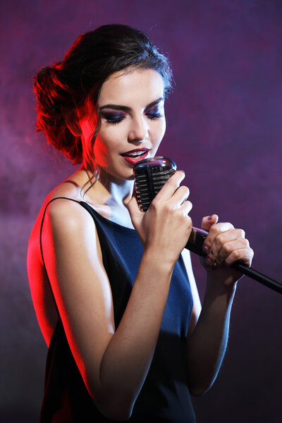 beautiful woman singing