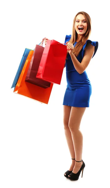 Donna con pacchetto shopping — Foto Stock