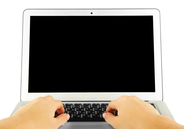 Vrouwelijke handen die op laptop werkt — Stockfoto