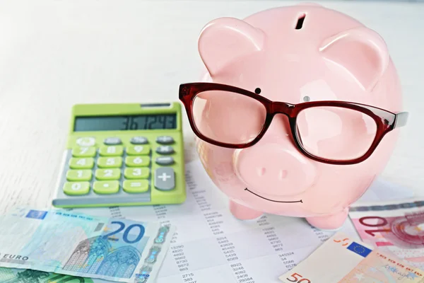 Bookkeeping concept. Piggy bank — Stock Photo, Image