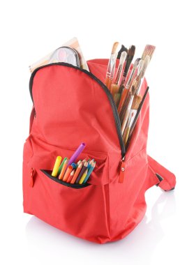 Kırmızı sırt çantası ile renkli sabit 