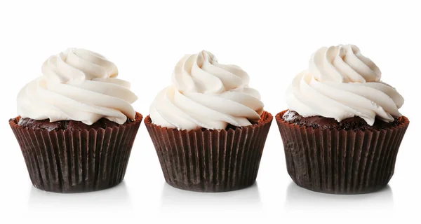 Tasty cupcakes isolated on white background — Stock Photo, Image