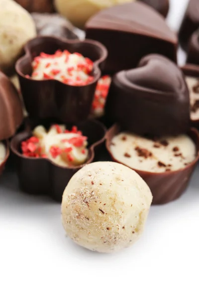 心形的巧克力糖果和甜点集合 — 图库照片