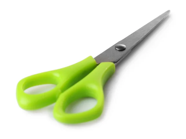 Green scissors on white — Stock Photo, Image