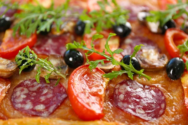 Hintergrund der leckeren Pizza — Stockfoto