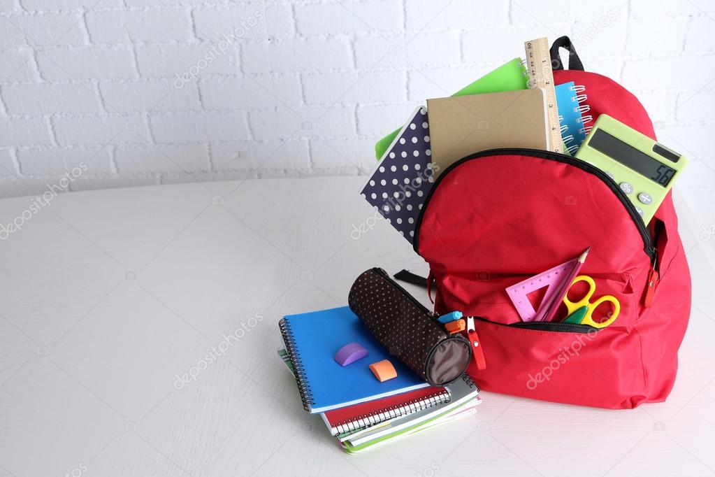 Backpack with school supplies 