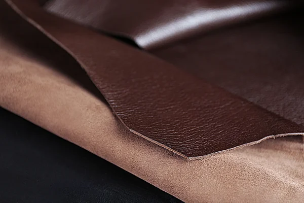 Folded brown leather material — Stock Photo, Image