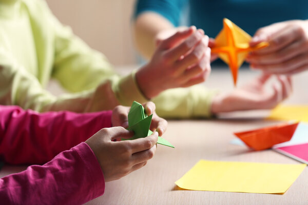 Children making swan