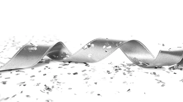 Silver curly ribbon — Stock Photo, Image