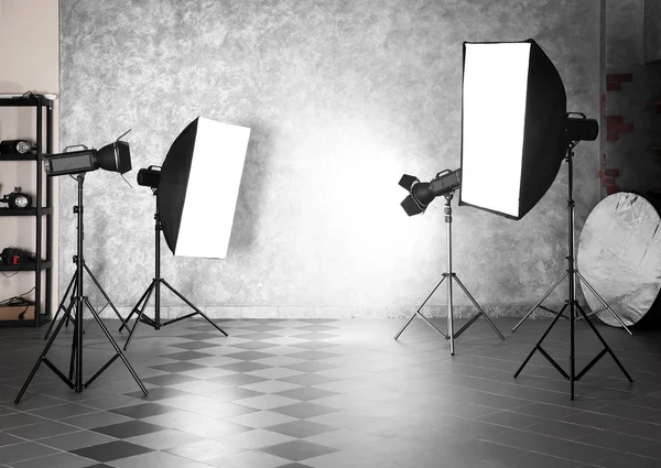 Photo Studio világítási felszereléssel — Stock Fotó