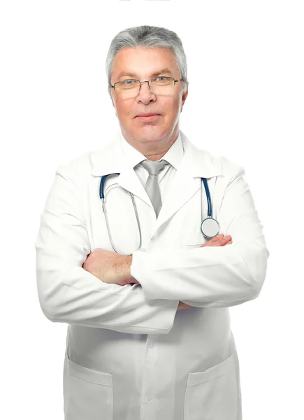 Όμορφος γιατρός σε λευκό — Φωτογραφία Αρχείου