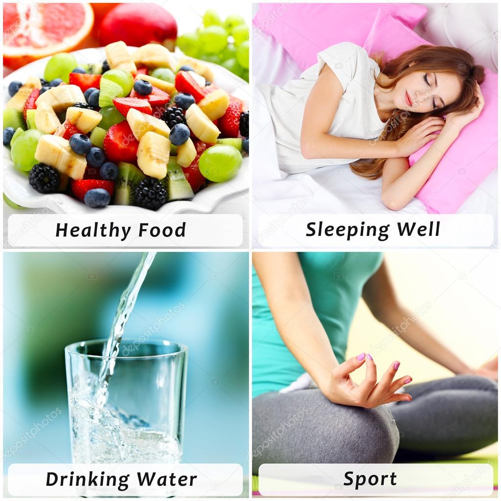 Collage of healthy lifestyle — Stock Photo © belchonock ...
