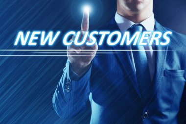 İşadamı basarak yeni müşteriler düğmesi 