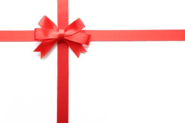 Kırmızı yay ve şeritler, üzerinde beyaz izole