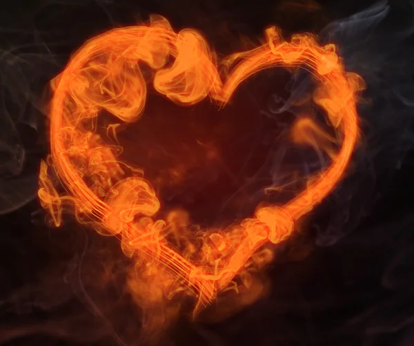 Fire heart on  background — Stock Photo, Image