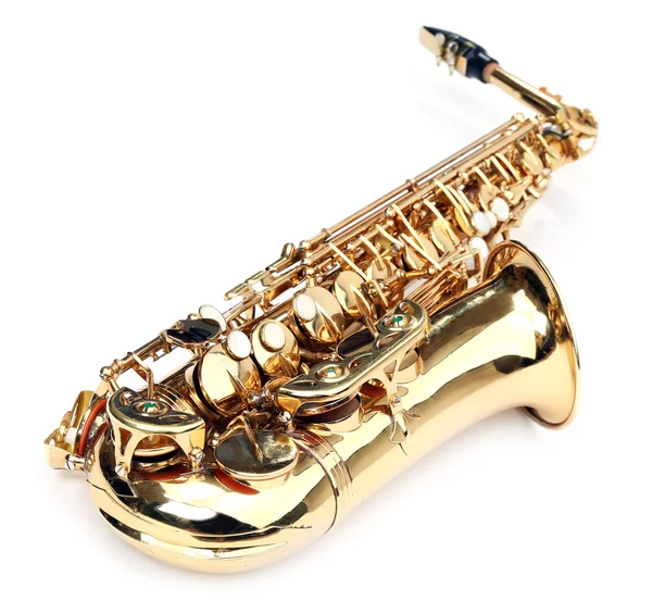 Saxophone doré en gros plan — Photo