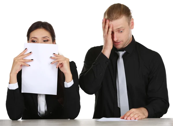 TV anchors training for telling news — Stock Photo, Image