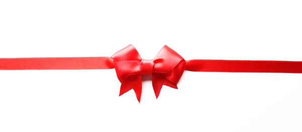 Horizontal ribbon with bow, isolated on white — Stock Photo, Image