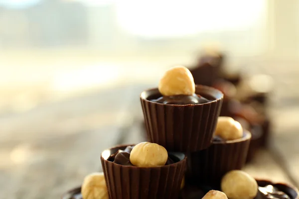 Samenstelling van verschillende chocolade snoepjes — Stockfoto