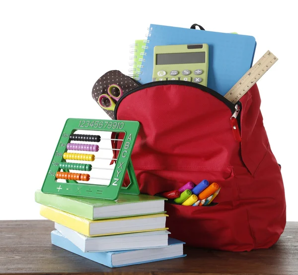 Backpack with school supplies — Stock Photo, Image