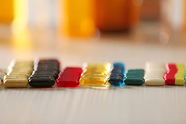 Colourful drugs in row — Stock Photo, Image