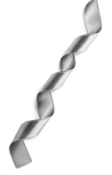 Silver silk curly ribbon — Stock Photo, Image