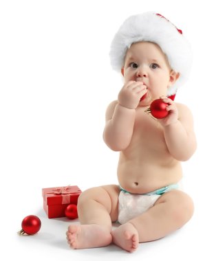 Santa Claus şapka ile şirin bebek