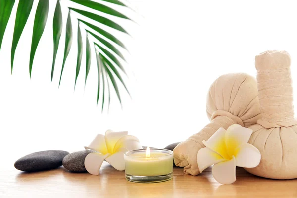 Massage bags with plumeria — Stock Photo, Image