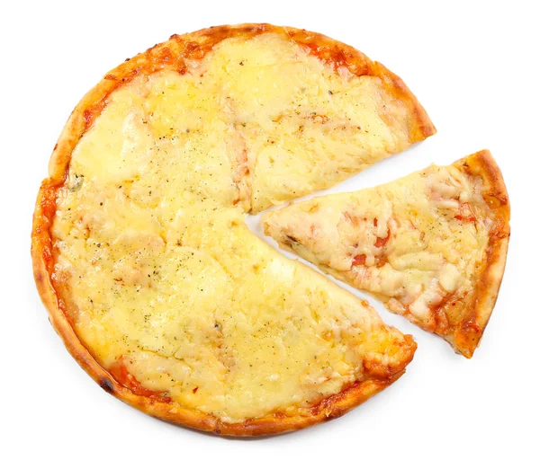 Sabrosa pizza en rodajas aislada en blanco . — Foto de Stock