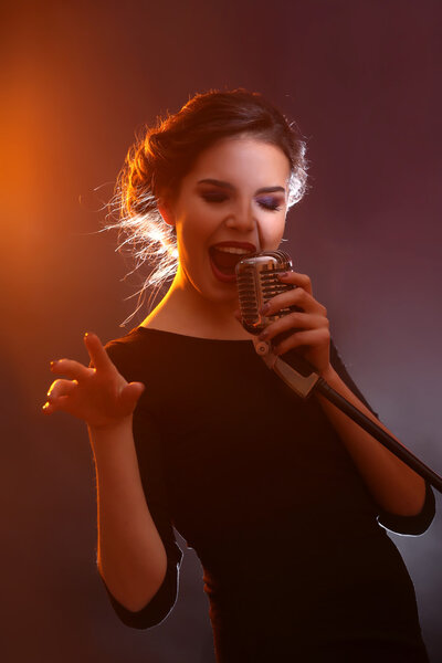 beautiful woman singing