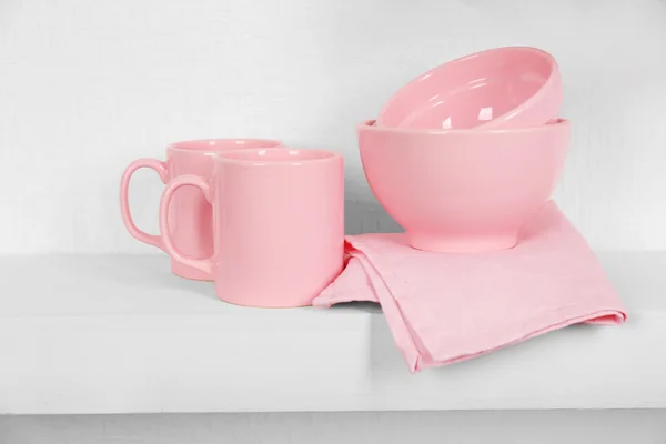 ナプキンでピンク食器 — ストック写真
