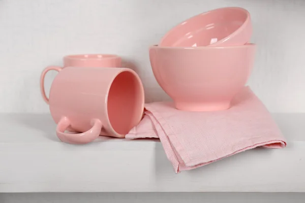 Roze bestek met servet — Stockfoto