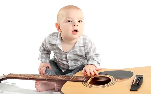 Aranyos baba-gitár — Stock Fotó