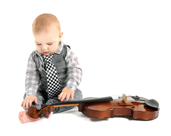 Lindo bebé con violín —  Fotos de Stock