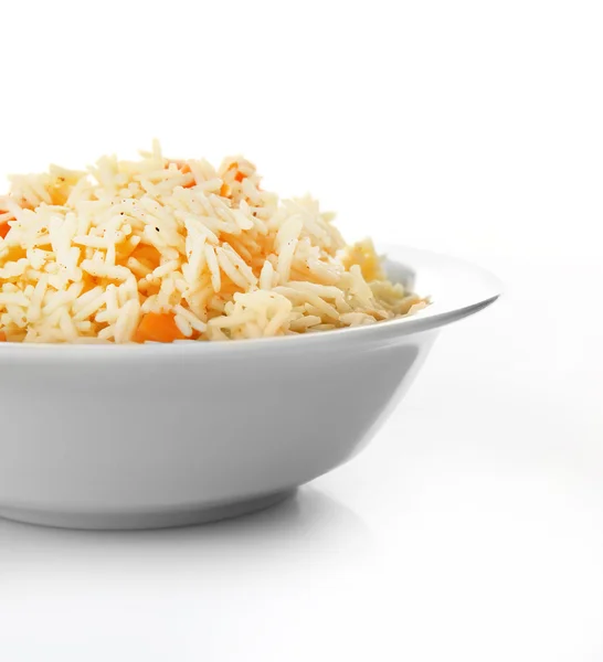 Plato de arroz vegetariano aislado sobre blanco — Foto de Stock