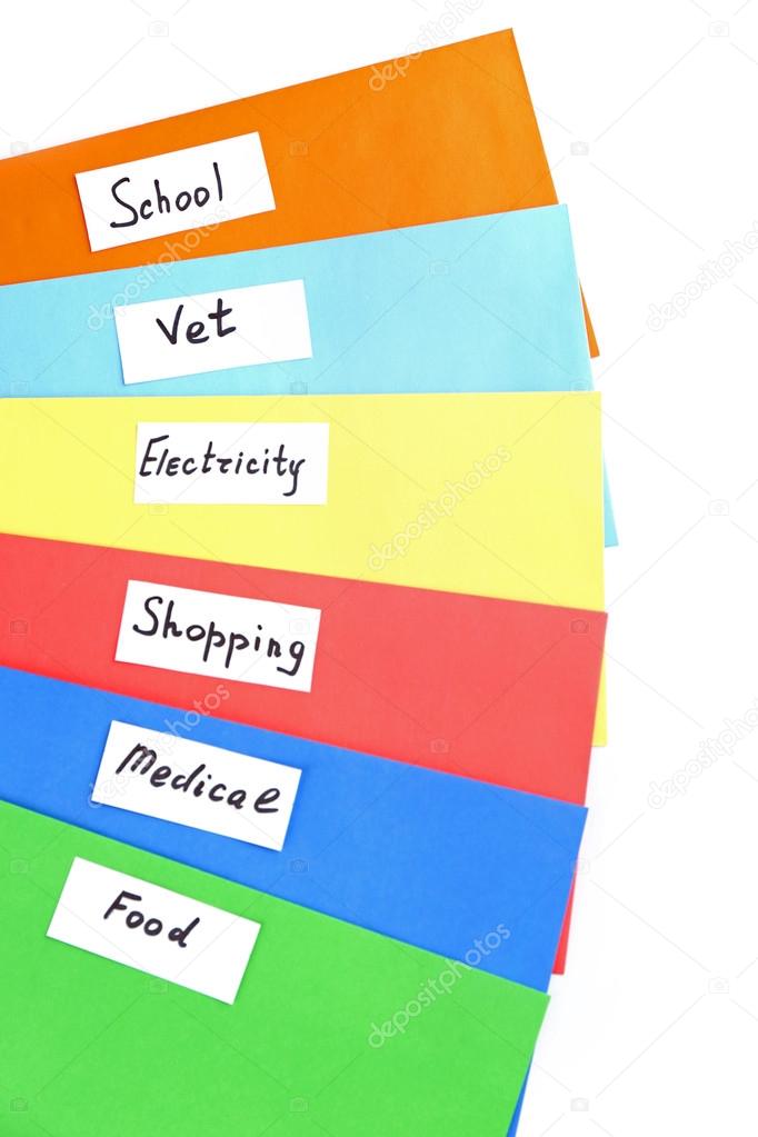 Colourful envelopes with money for needs