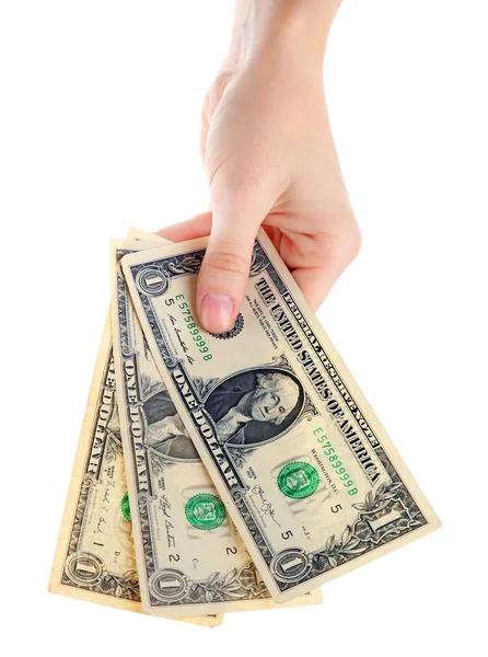 Abanico de dinero en mano femenina —  Fotos de Stock