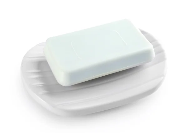 Tvål på en maträtt, isolerade — Stockfoto