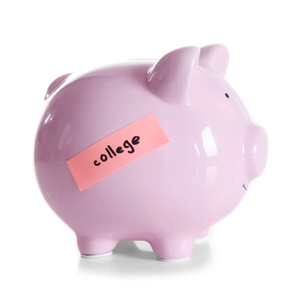 Piggy bank with money for college — Stock Photo, Image