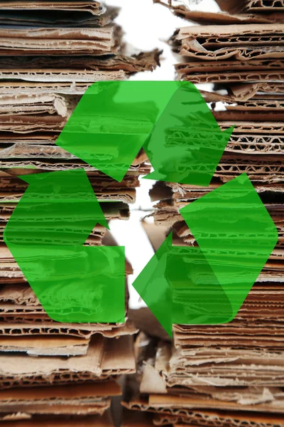 Papers and recycle sign — Stock Photo, Image