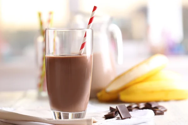 Glass of chocolate milk — Stock Photo, Image