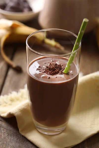 Glass of chocolate milk — Stock Photo, Image